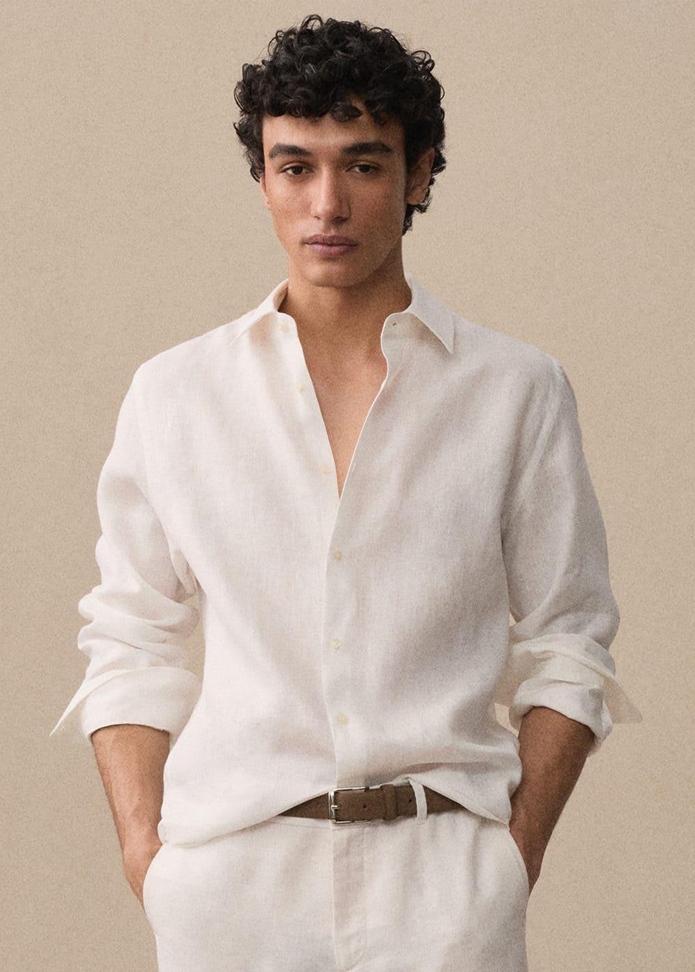 Mango Mens Linen Shirt Product Image
