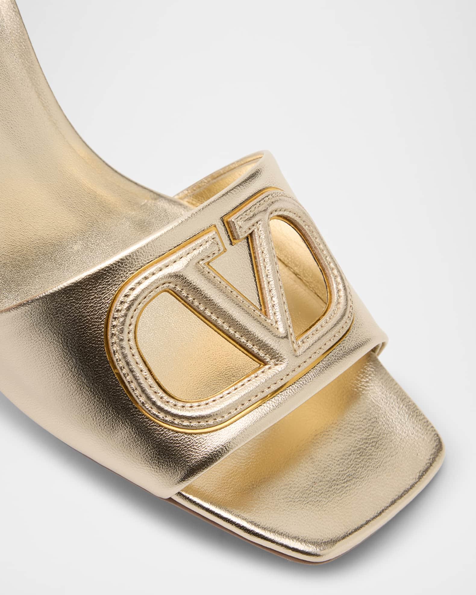 VLogo Metallic Leather Cutout Mule Sandals Product Image