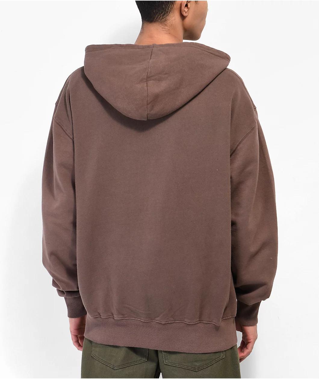 Shaka Wear Garment Dye Mocha Heavyweight Double Zip Hoodie Product Image