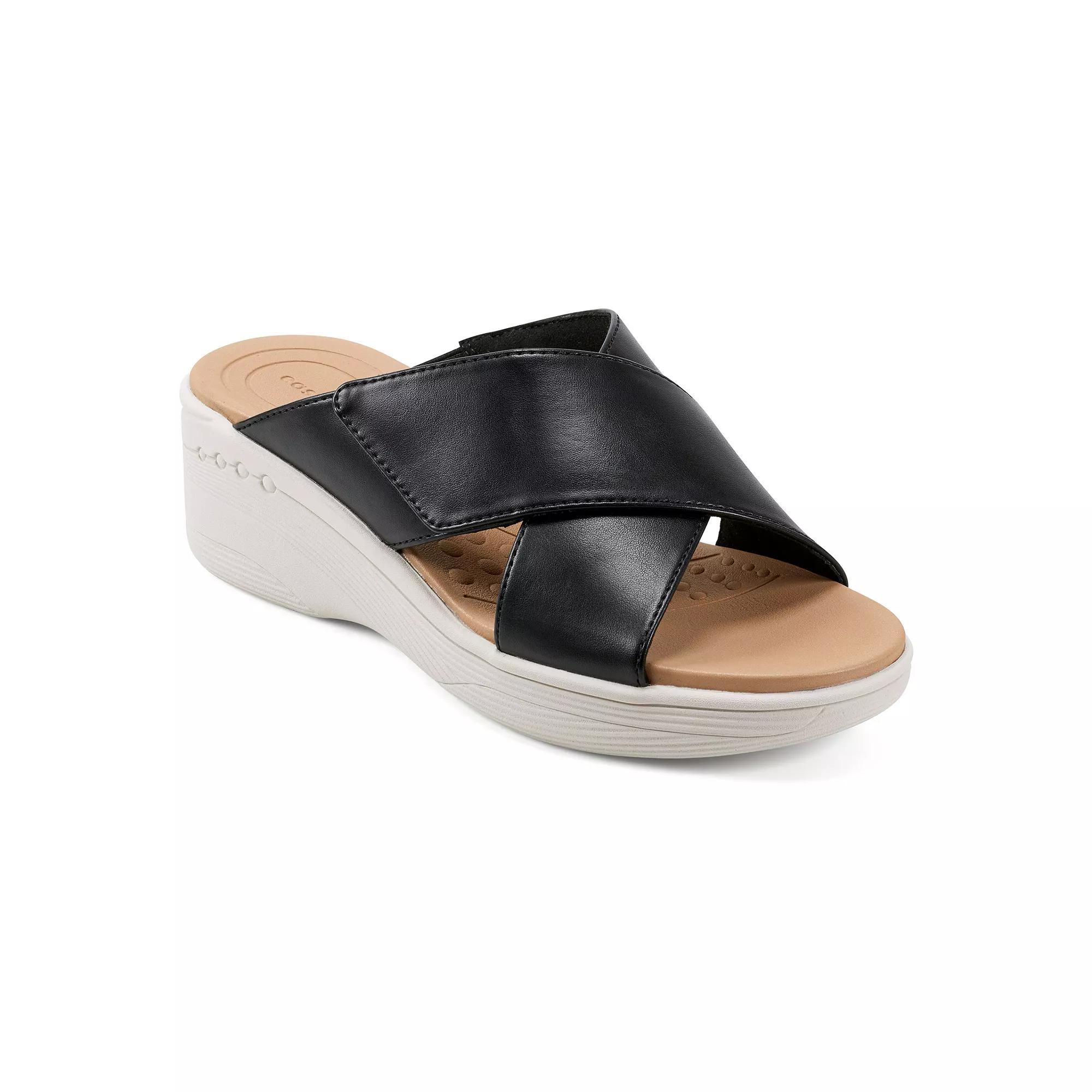 Easy Spirit Bindie Women's X-Band Wedge Slide Sandals, Size: 9, Black Product Image