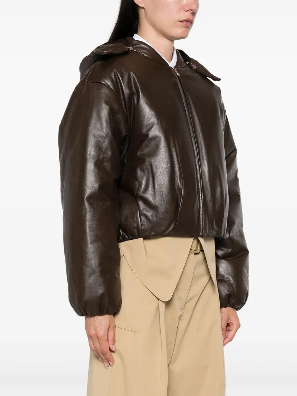 leather puffer jacket Product Image