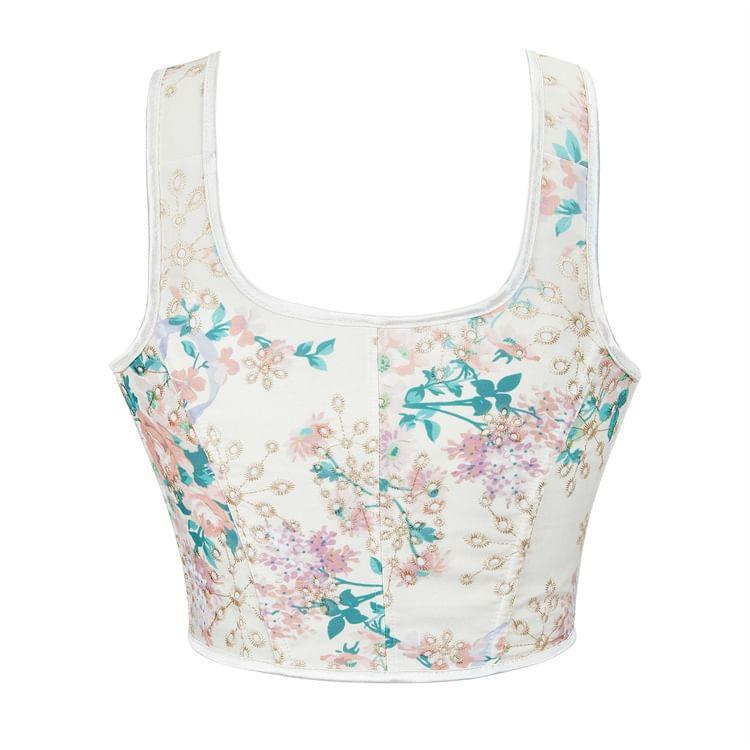 Sleeveless Lace-Up Corset Top Product Image