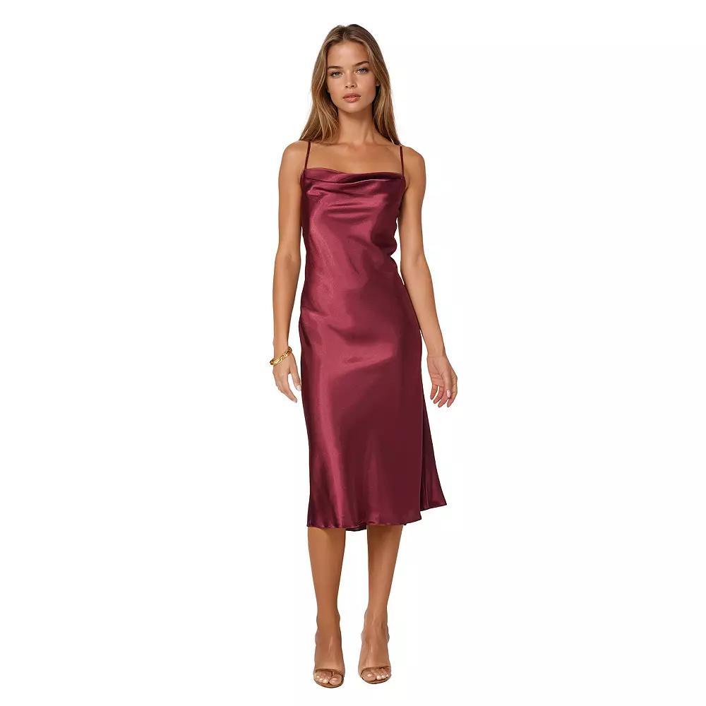 Womens bebe Satin Midi Slip Dress Product Image