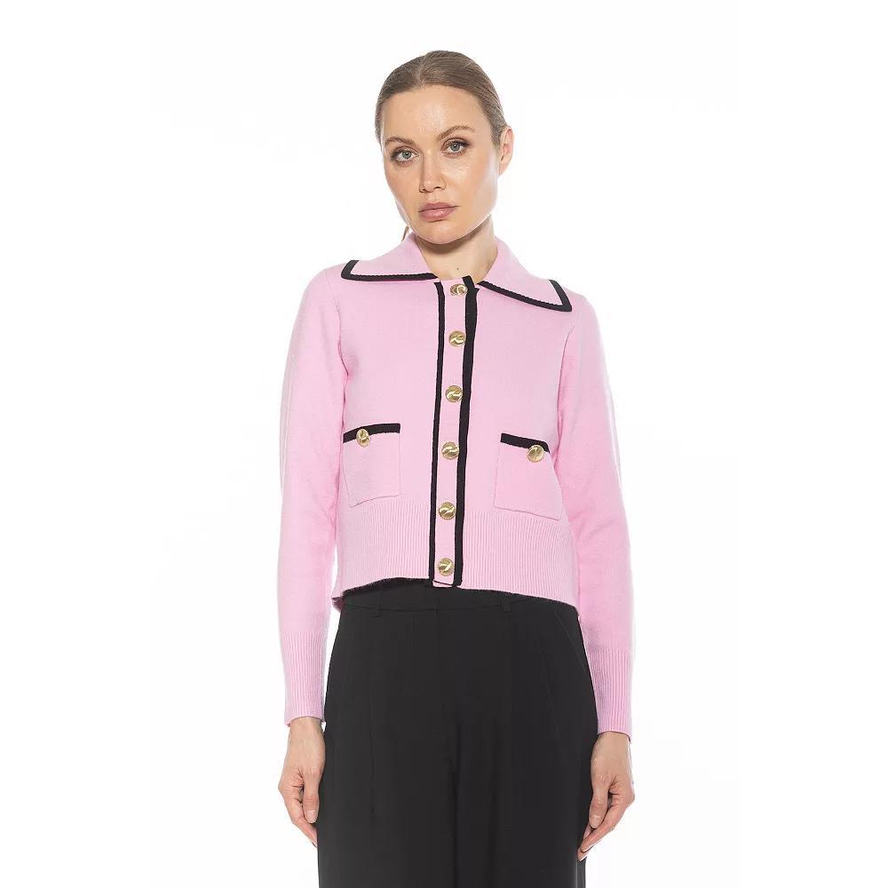 Women's ALEXIA ADMOR Mari Long Sleeve Button Detail Sweater Jacket, Size: Small, Pink Product Image