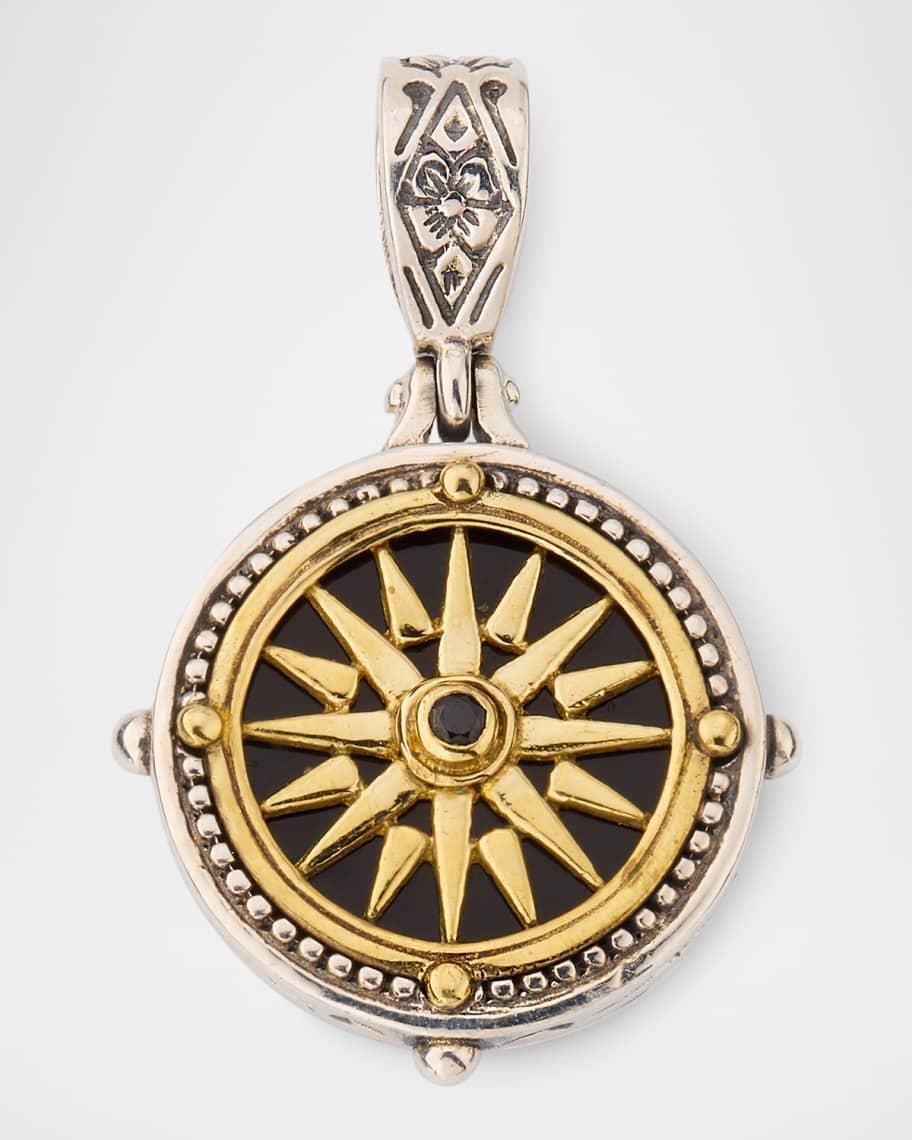 Mens Sterling Silver and Bronze Pendant with Black Onyx and Spinel Product Image