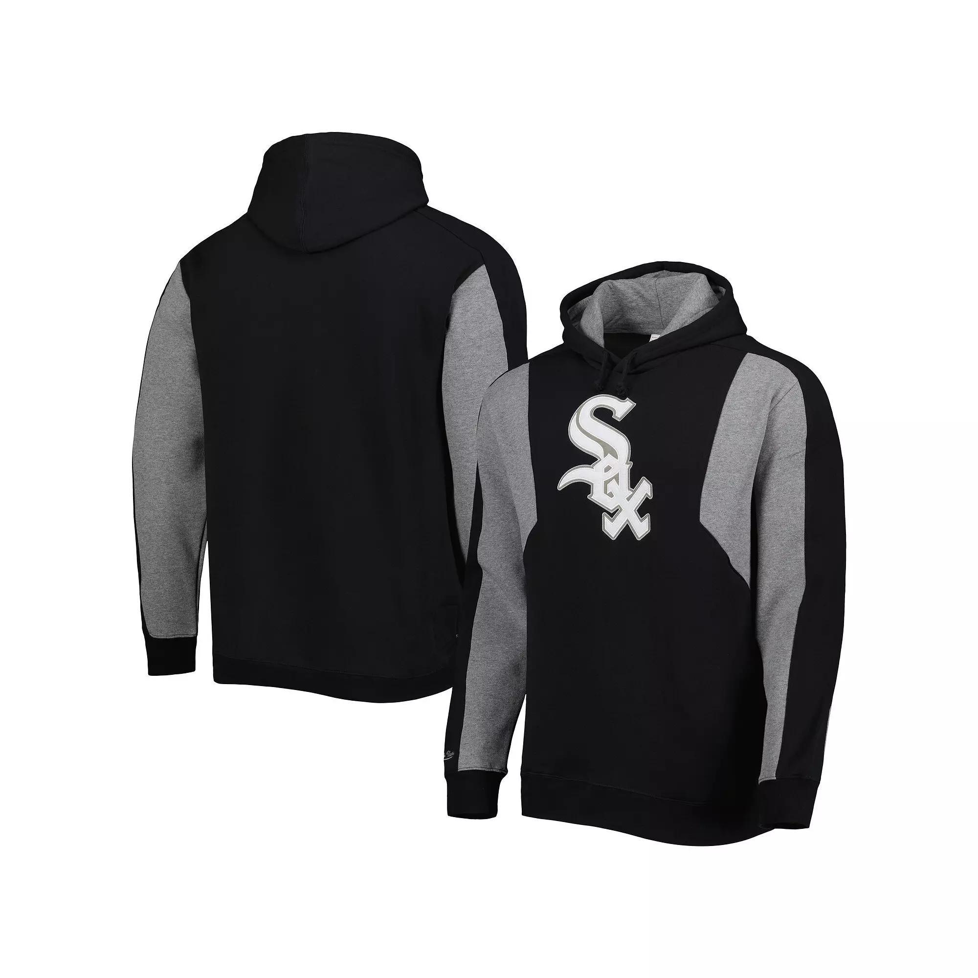 Men's Mitchell & Ness Black/Gray Chicago White Sox Colorblocked Fleece Pullover Hoodie, Size: Medium Product Image