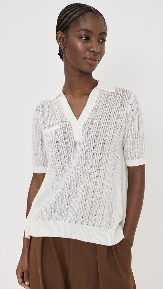 3.1 Phillip Lim Airy Open Cable Double Layer Polo with Pleated Chiffon | Shopbop Product Image