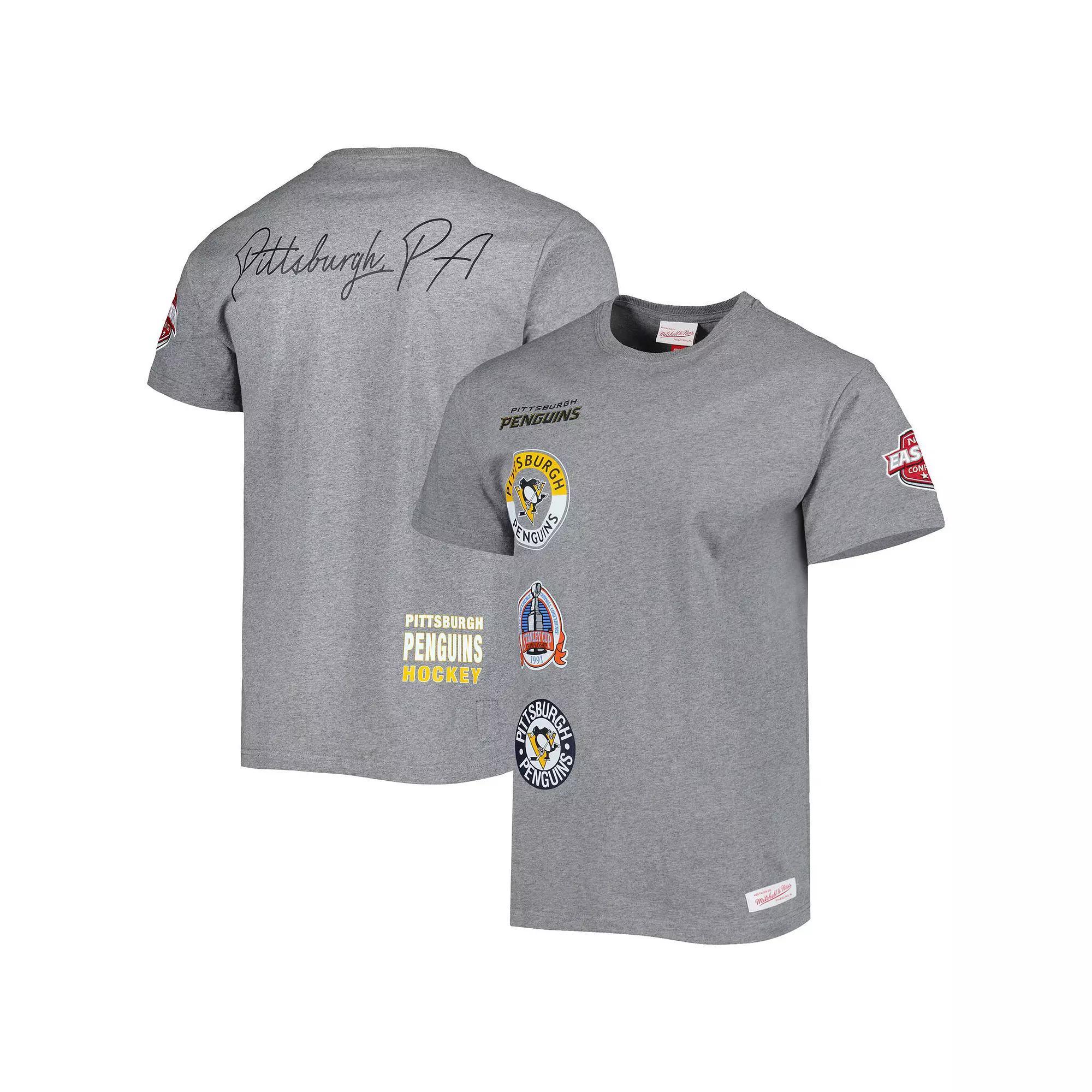 Men's Mitchell & Ness Heather Gray Pittsburgh Penguins City Collection T-Shirt, Size: XL, Grey Product Image