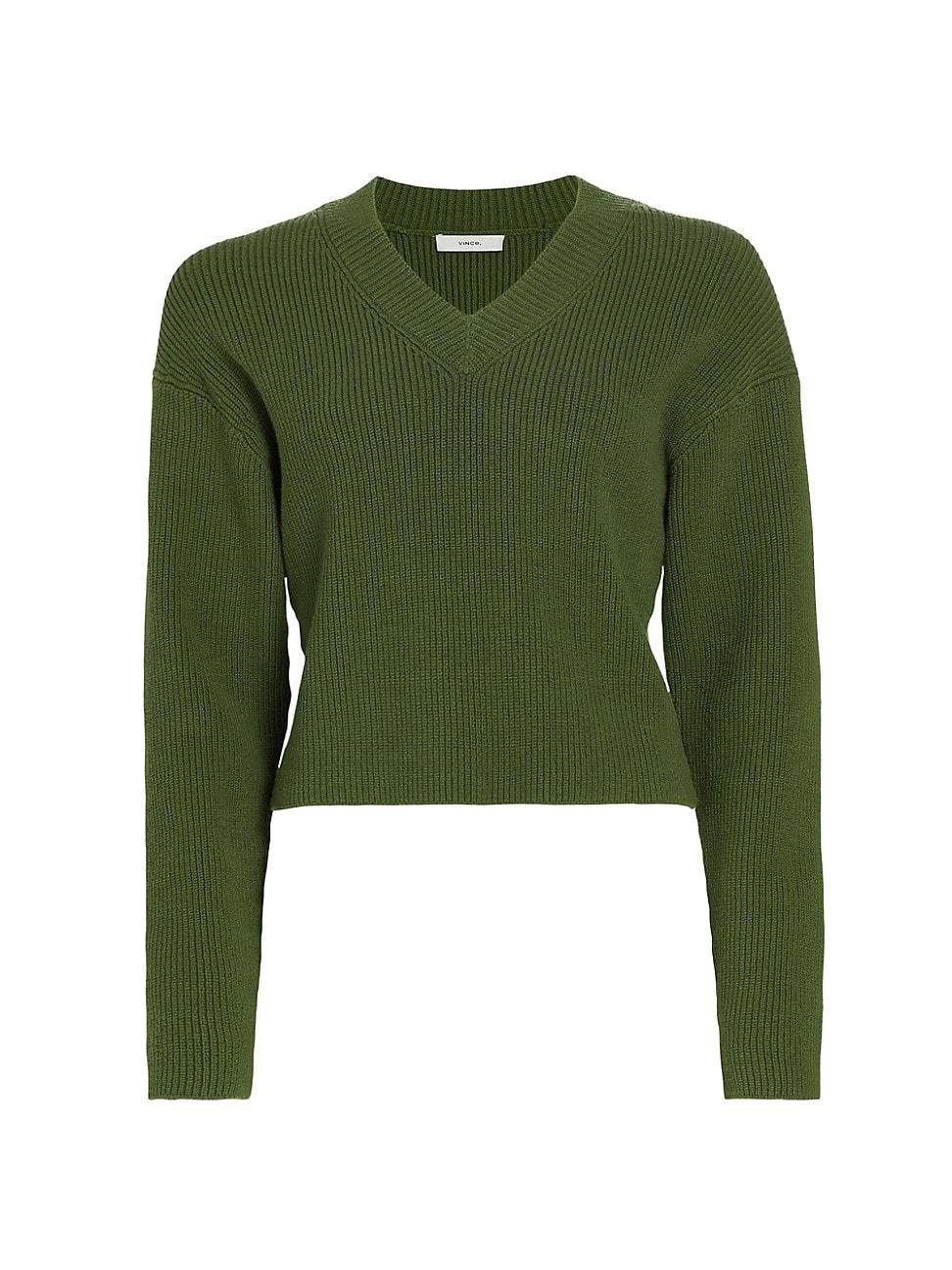 Womens Drop-Shoulder V-Neck Sweater Product Image