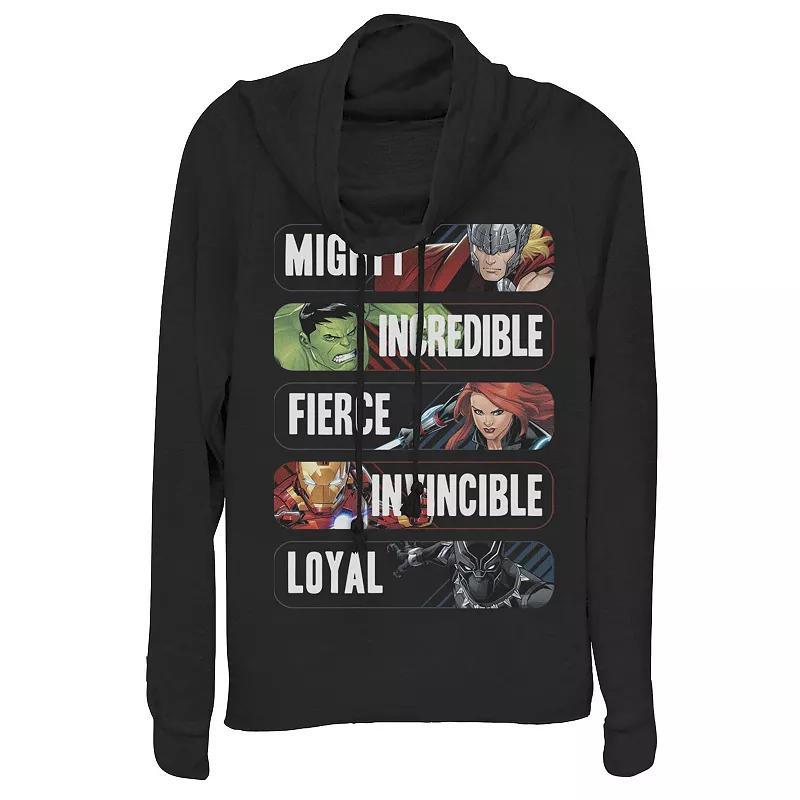 Juniors' Marvel Avengers Inspirational Group Shot Cowlneck Graphic Lightweight Long Sleeve, Girl's, Size: Medium, Black Product Image