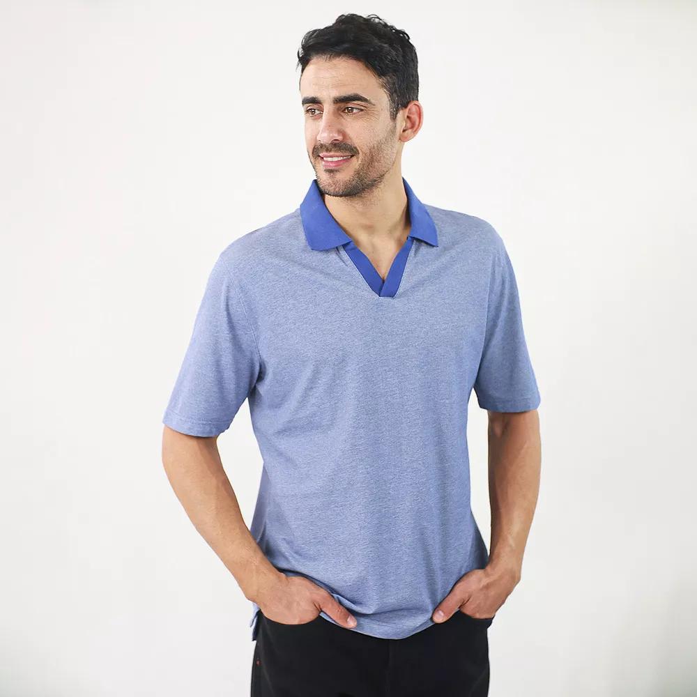 Men's JACHS NY Short Sleeve Lightweight Knit Oxford Polo, Size: XL, Blue Product Image