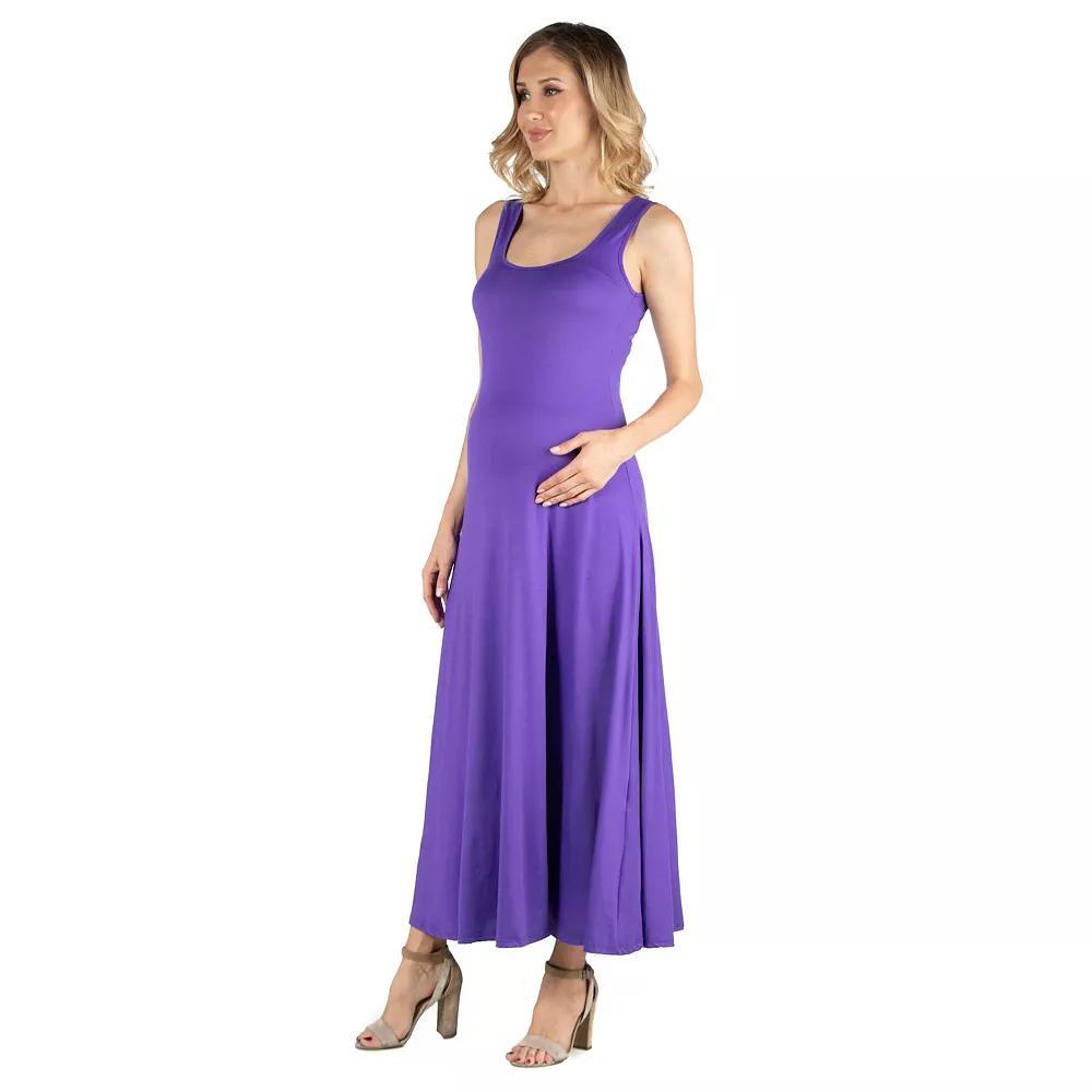 Maternity 24Seven Comfort Apparel Slim Fit A-Line Sleeveless Maxi Dress, Women's, Size: XL-Mat, Blue Product Image