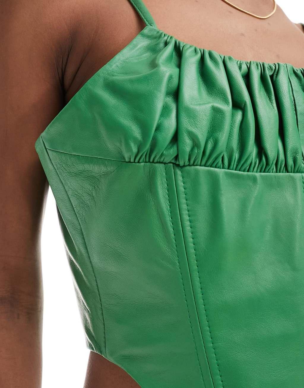 Muubaa fitted leather corset top Product Image