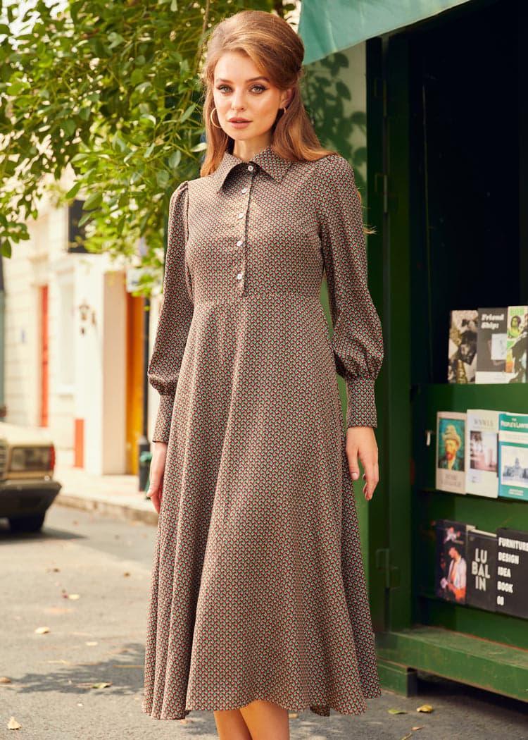 Romantic Era Button Front Midi Dress Product Image
