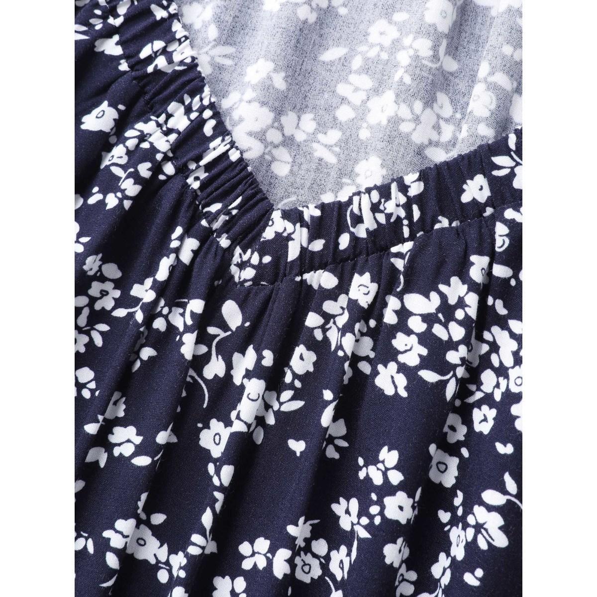 Plus Size Indigo Supersoft Ditsy Floral Print Blouse Women Short sleeve V-neck Everyday-Casual Blouses BloomChic 30/6X Product Image