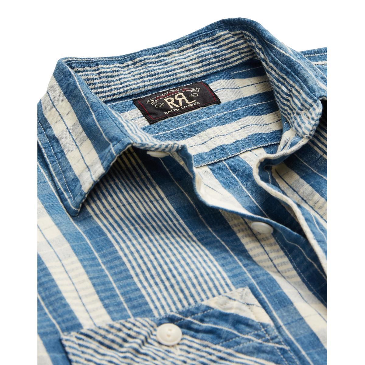 Indigo Plaid Cotton-Linen Workshirt Product Image