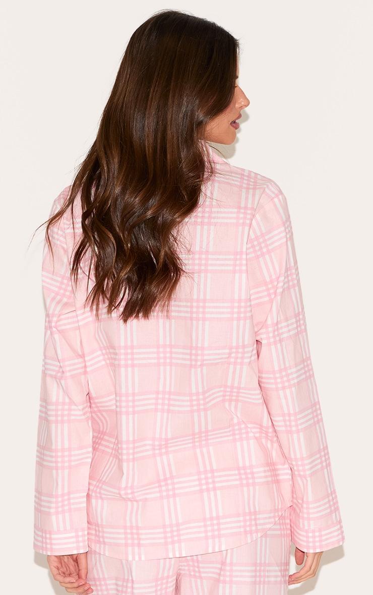 PRETTYLITTLETHING Embroidered Pink Check Short Pj Set Product Image