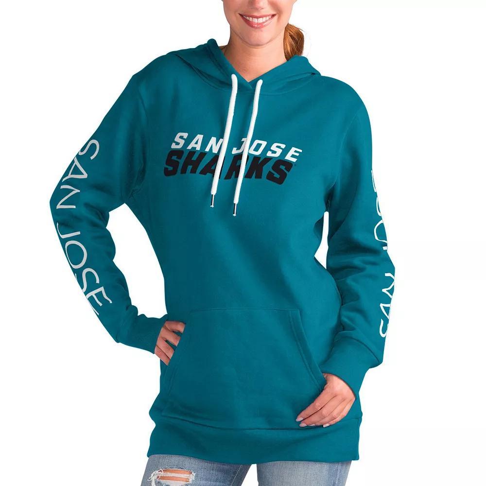 Women's G-III 4Her by Carl Banks Teal San Jose Sharks Overtime Pullover Hoodie, Size: XL, Sks Blue Product Image