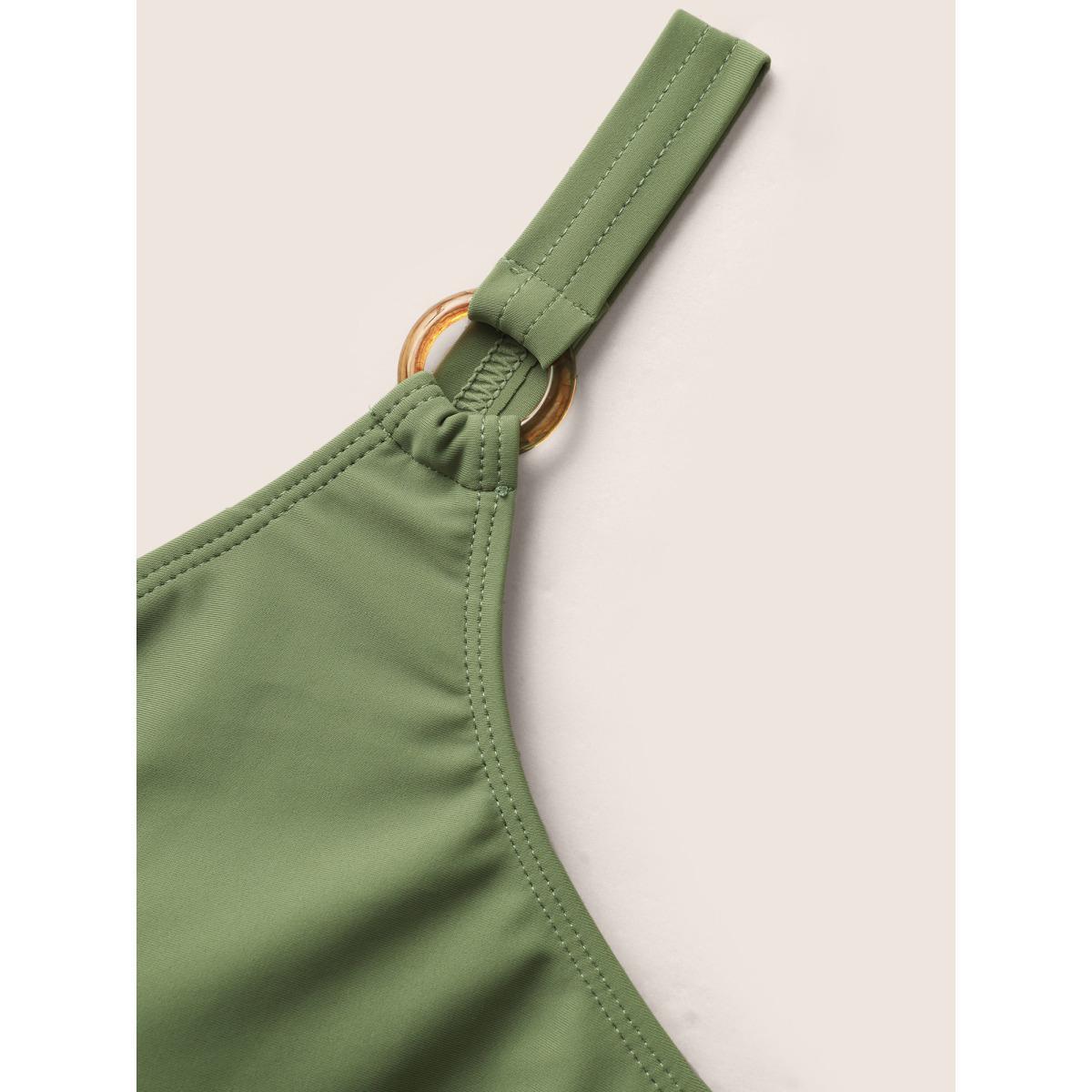 Plus Size Solid Buckle Detail Tie Knot One Piece Swimsuit Women's Swimwear Palemauve Beach Tie knot Curve Bathing Suits High stretch One Pieces BloomChic 30/6X Product Image