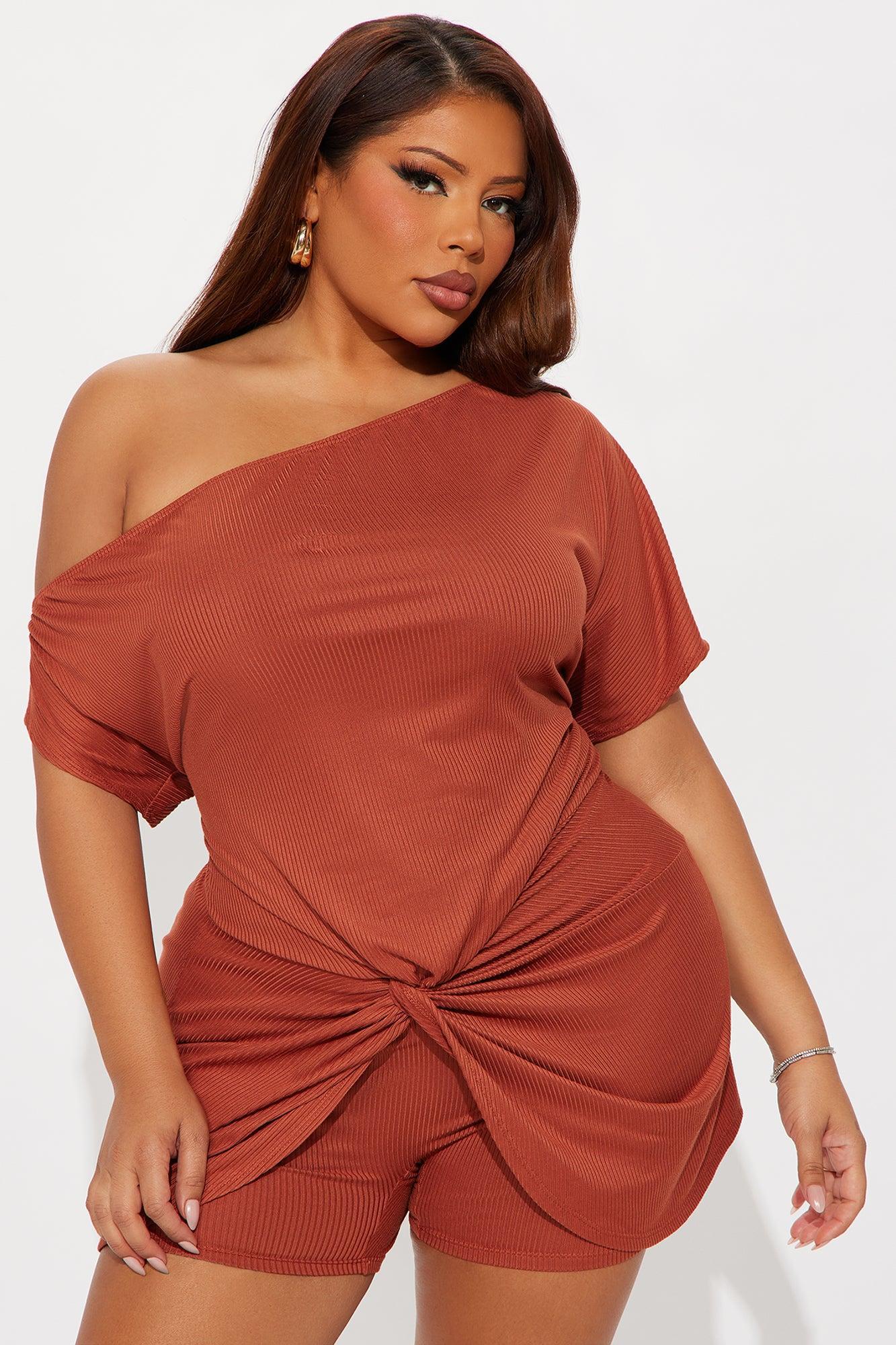 Carry My Purse Twist Front Short Set - Rust Product Image