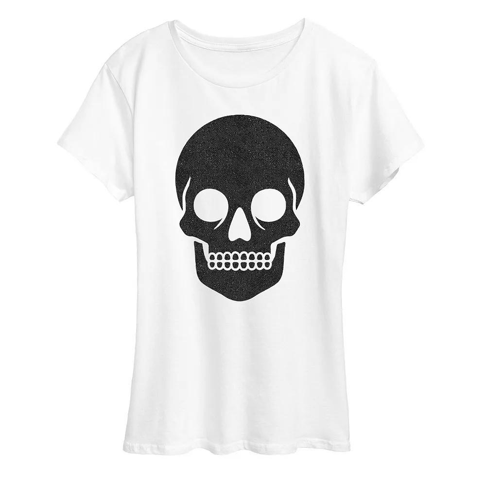 Women's Skull Sparkle Halloween Tee, Girl's, Size: Small, Grey Wine Product Image