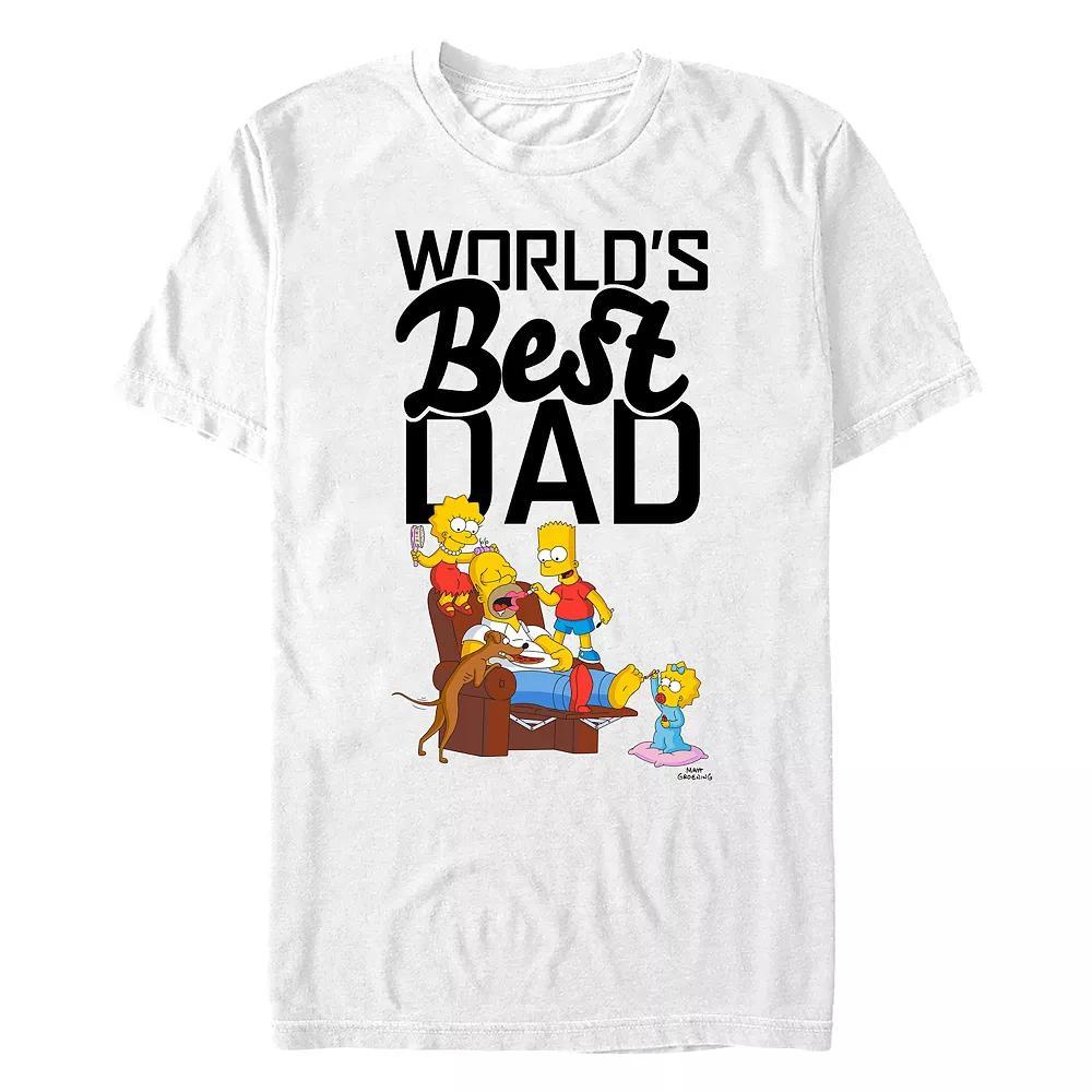 Men's The Simpson's World's Best Dad Scene Graphic Tee, Size: Medium, White Product Image