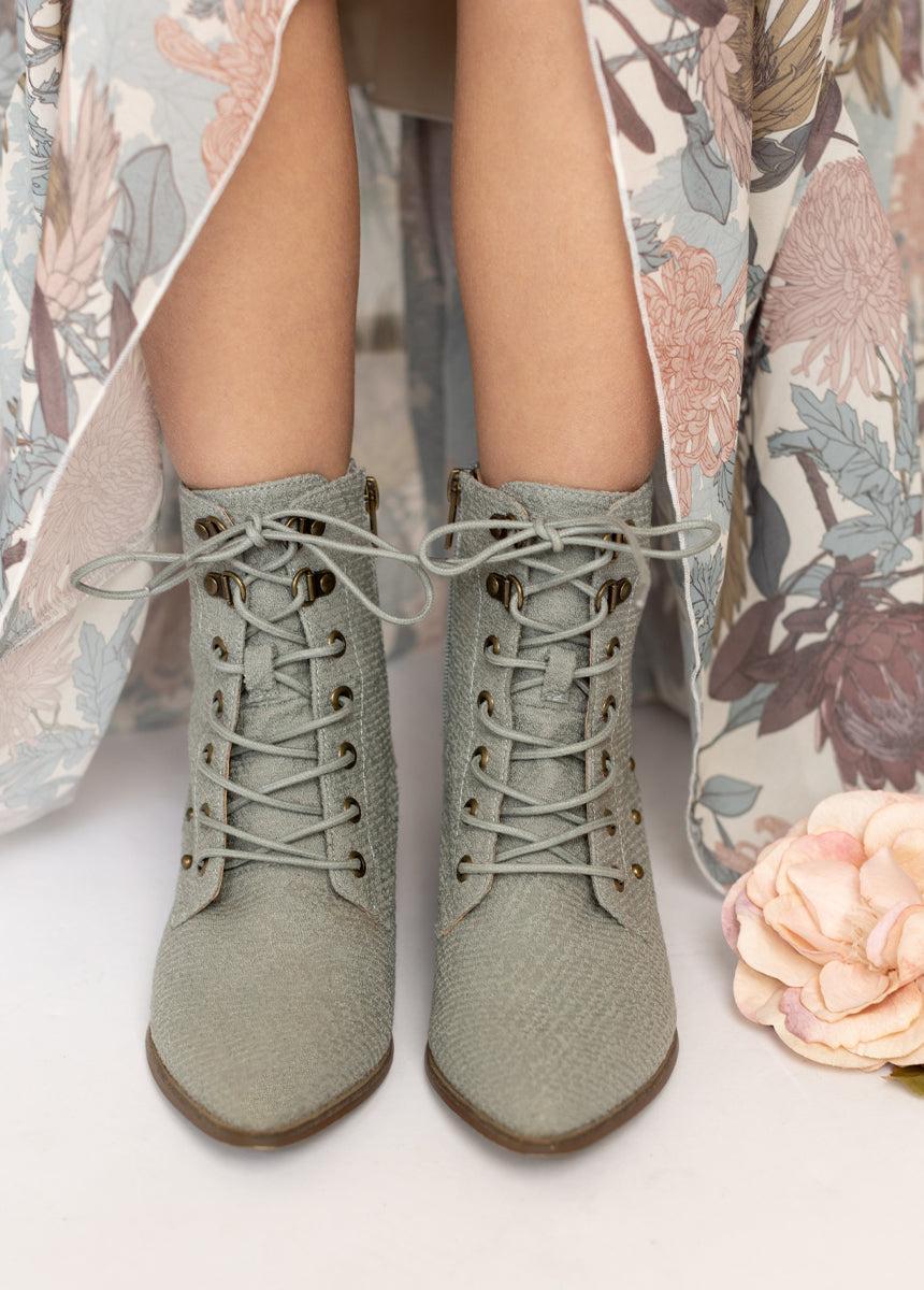Eliza Boot in Neutral Green Girls Product Image
