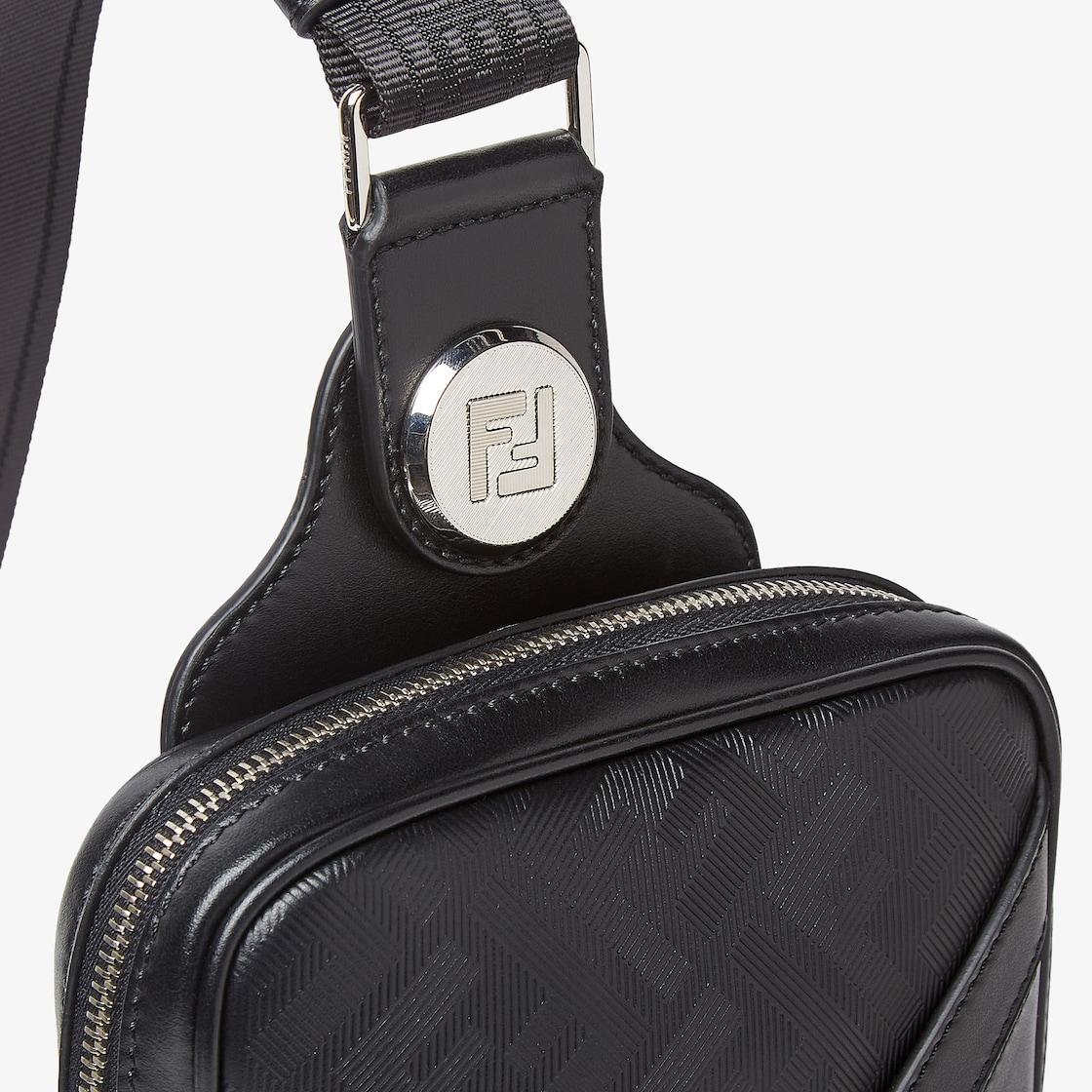 Fendi Shadow Diagonal Belt BagBlack leather belt bag Product Image
