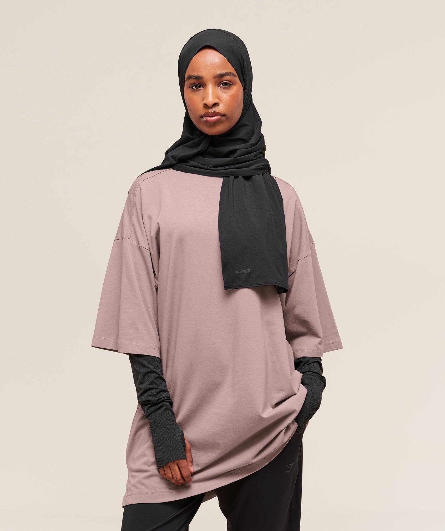 Gymshark Covered Longline Cotton T-Shirt - Washed Mauve Female Product Image