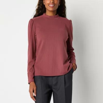 Liz Claiborne Womens Mock Neck Long Sleeve Blouse Product Image