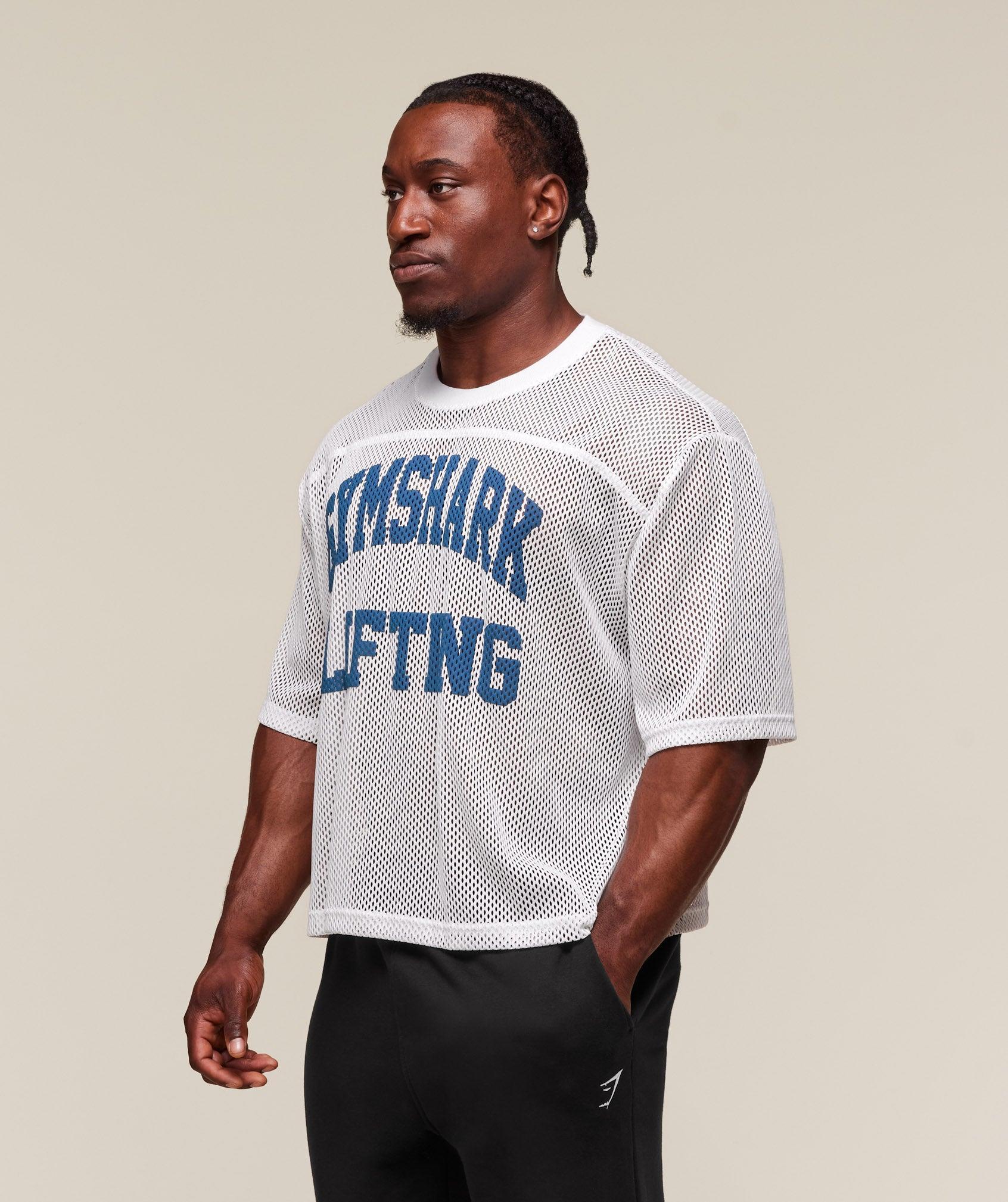 Gymshark Mesh Oversized T-Shirt - White Male Product Image