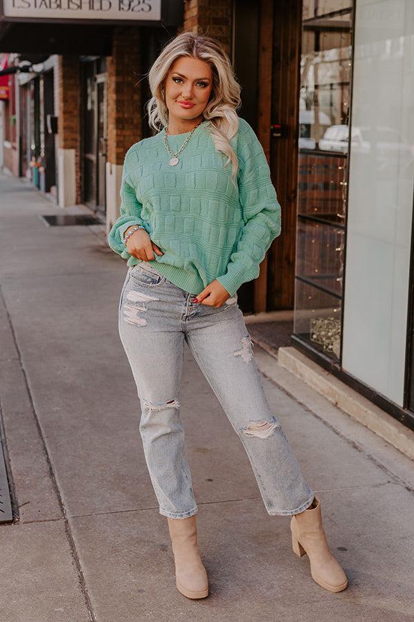 Crackling Fire Knit Sweater In Mint Product Image
