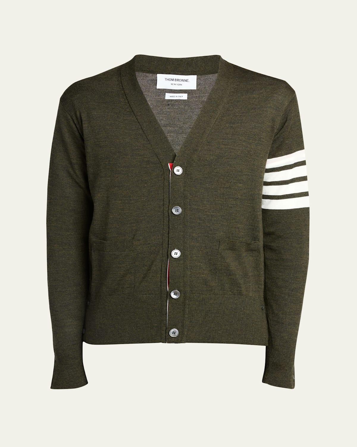 Mens 4-Bar Wool V-Neck Cardigan Product Image