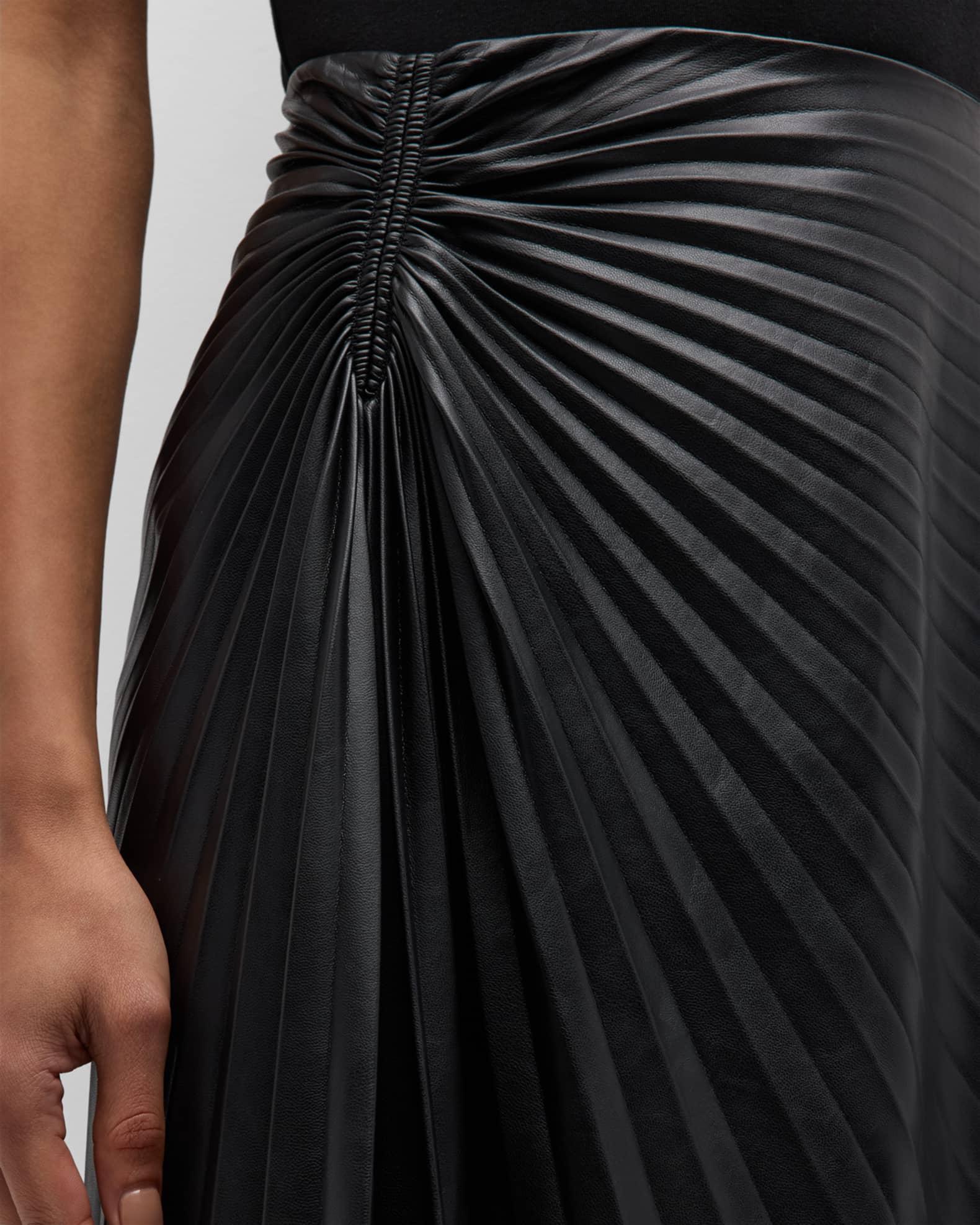 Tracy Pleated Side-Ruched Faux Leather Maxi Skirt Product Image