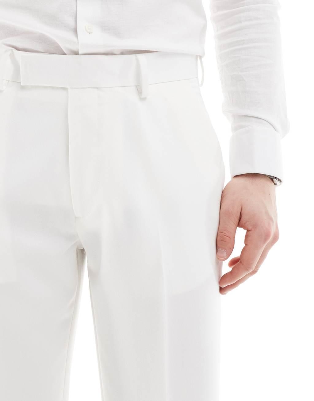 ASOS DESIGN smart straight leg pants in white Product Image