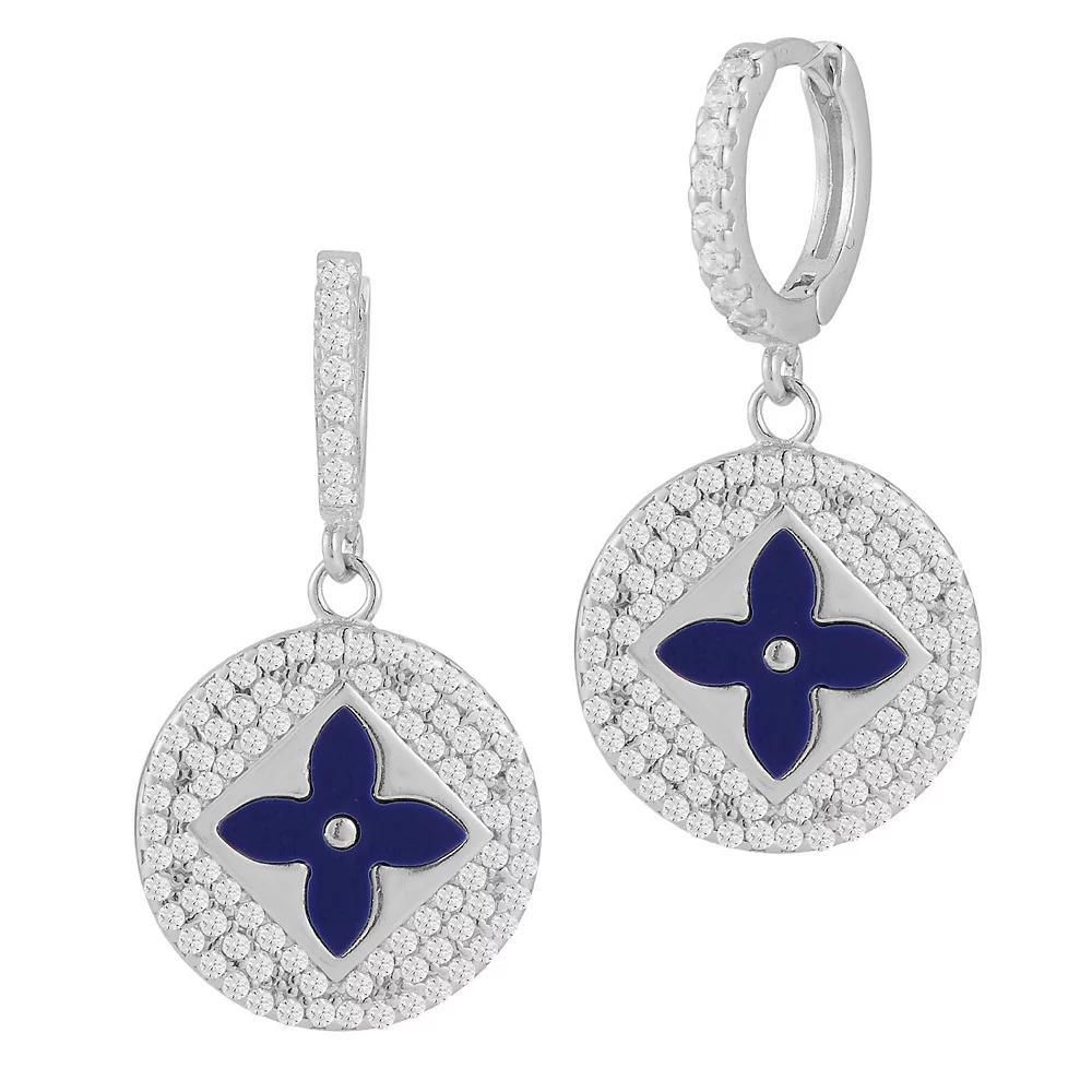 Sunkissed Sterling Gemstone & Cubic Zirconia Clover Earrings, Womens, Silver Tone White Product Image