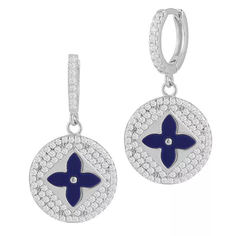 Sunkissed Sterling Gemstone & Cubic Zirconia Clover Earrings, Womens, Silver Tone White Product Image