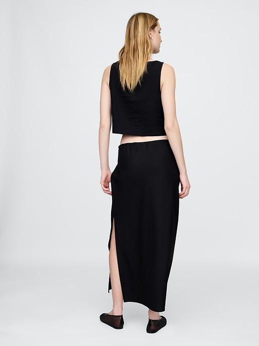 Linen-Blend Midi Skirt Product Image