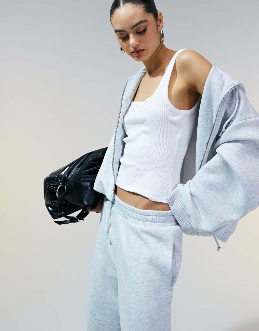 ASOS DESIGN barrel leg sweatpants in gray heather - part of a set Product Image