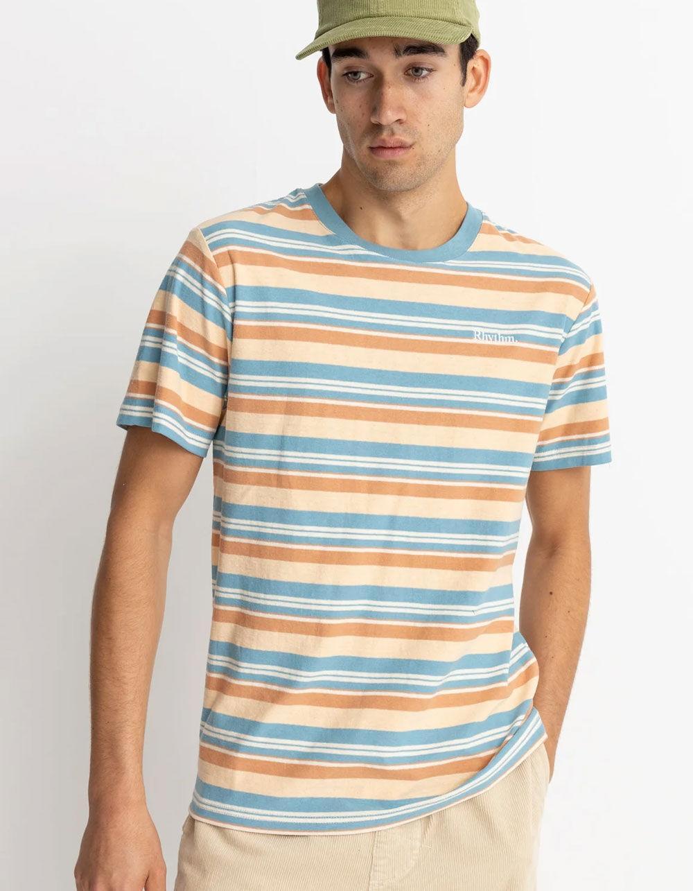 RHYTHM Everyday Mens Stripe Tee - BLUE COMBO Product Image