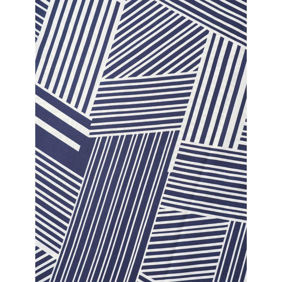 Plus Size Indigo Abstract Print Lotus Leaf Sleeve Blouse Women Work From Home Short sleeve Round Neck Work Blouses BloomChic 10/M Product Image