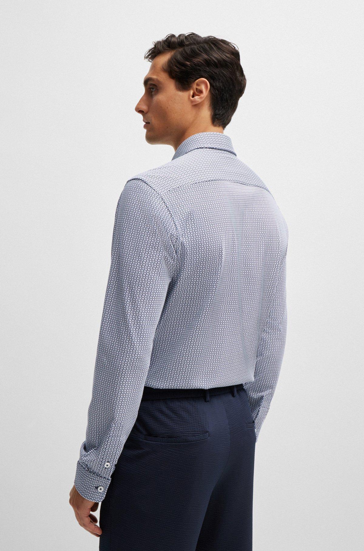 Slim-fit shirt in a printed performance-stretch blend Product Image