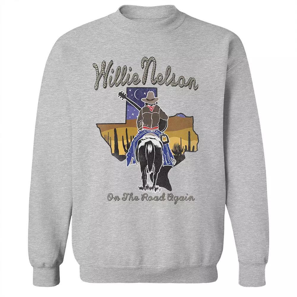 Junior's Willie Nelson On The Road Again Graphic Fleece Sweatshirt, Women's, Size: Medium, Sport Gray Product Image