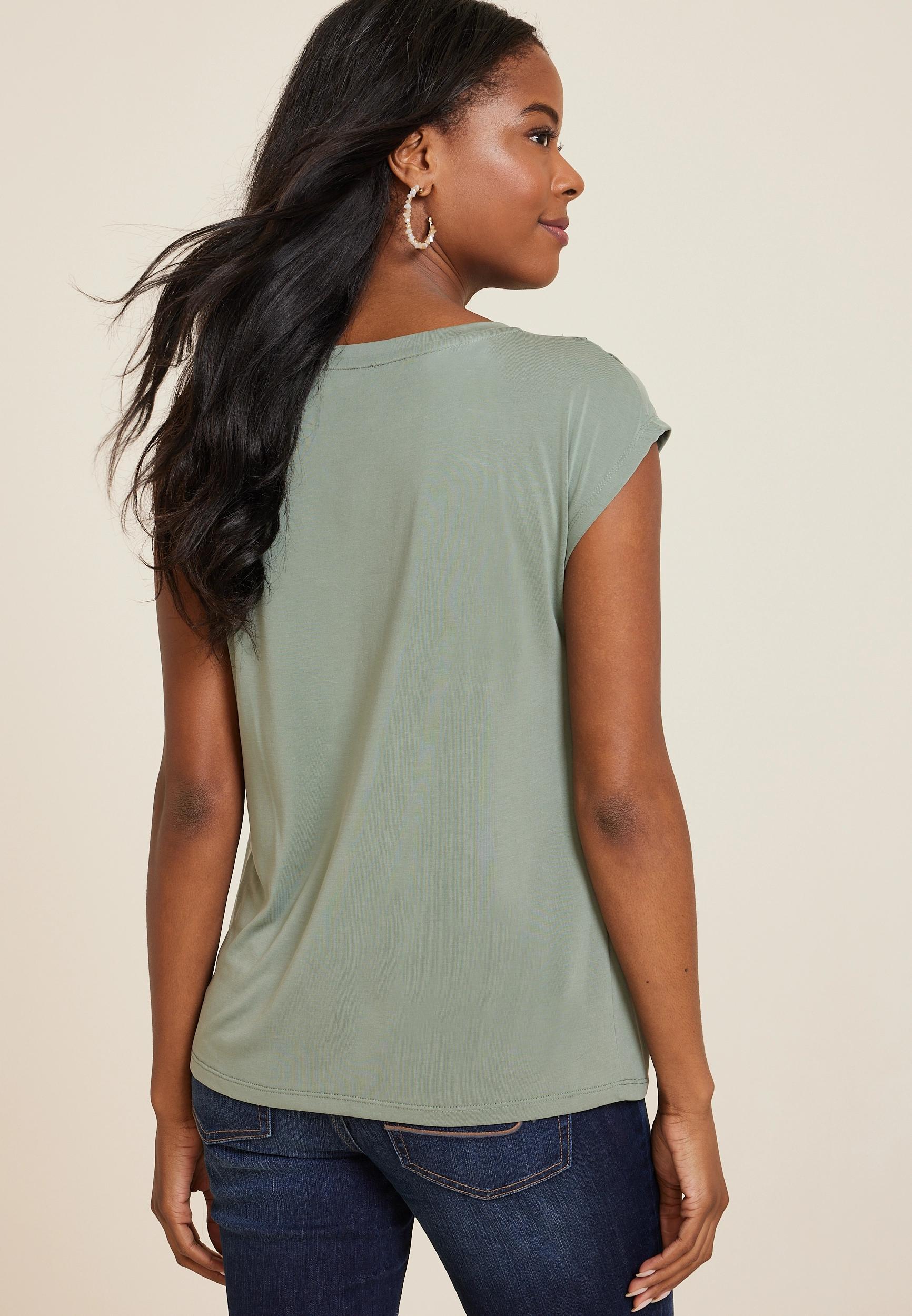Maurices Womens X Small Size 24/7 Pleated Fairhaven Sandwash Tee Brown Product Image