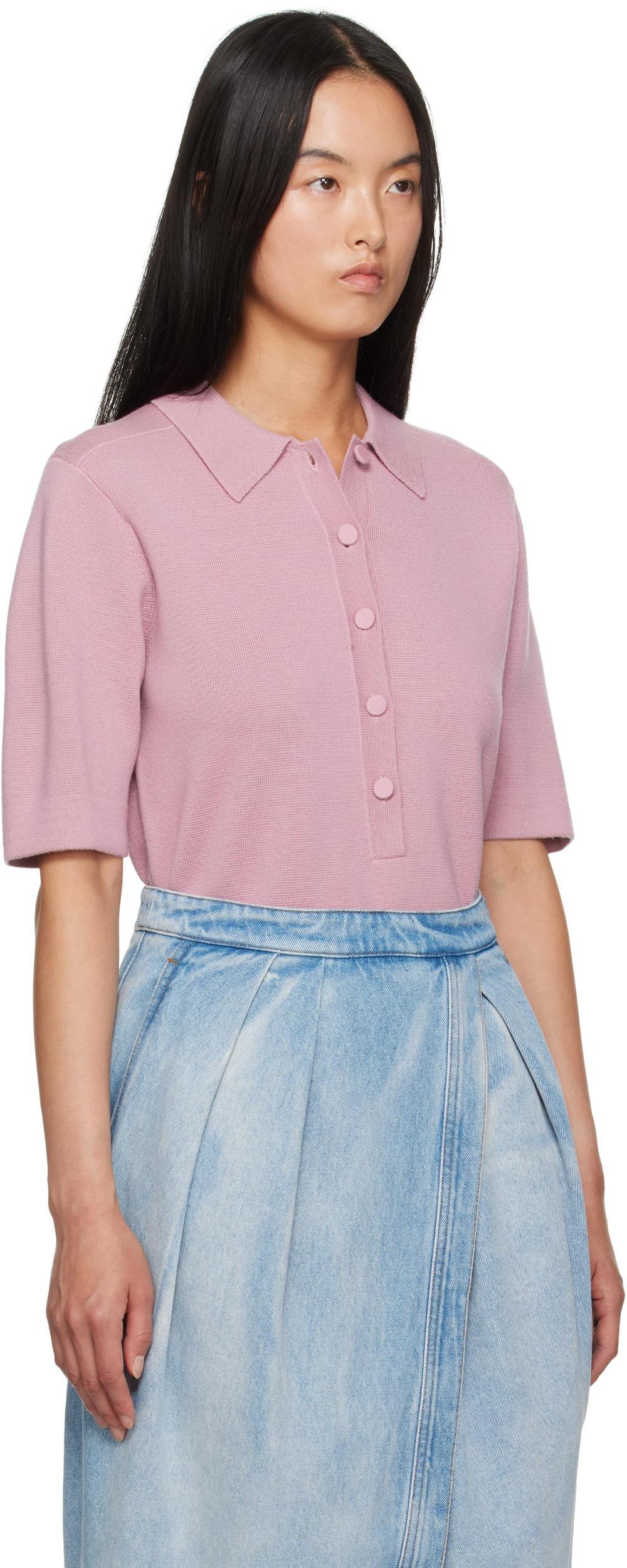 DRIES VAN NOTEN Pink Merino Wool Polo In 305 Pink Product Image