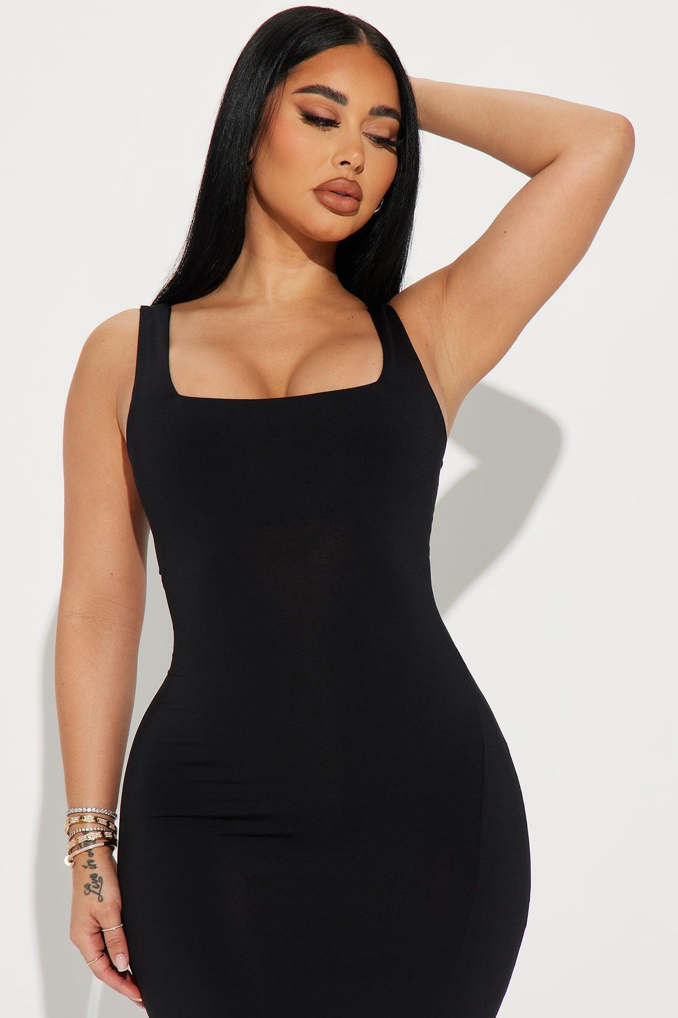 Kiss Me Sleeveless Midi Dress - Black Product Image