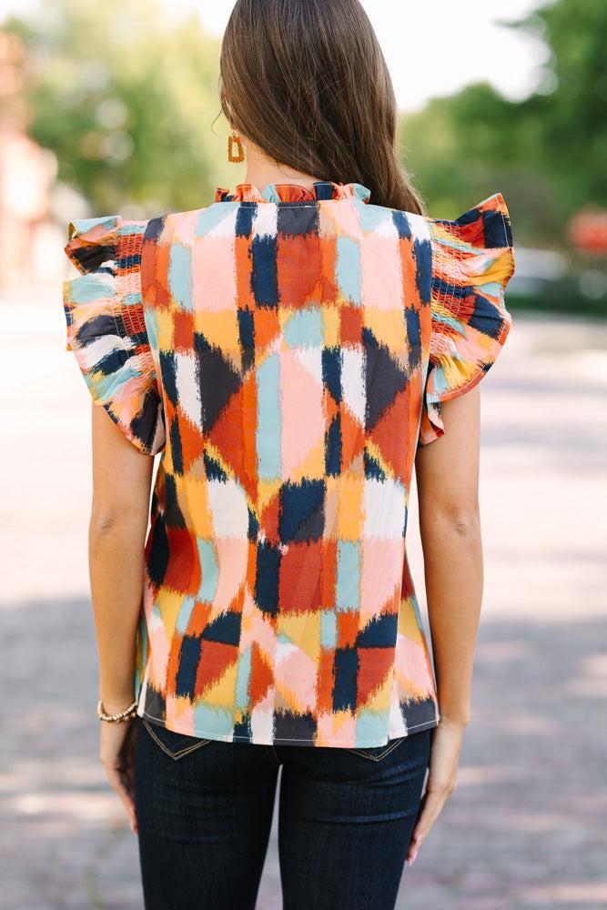 THML: Ready For The Day Brown Abstract Blouse Female Product Image