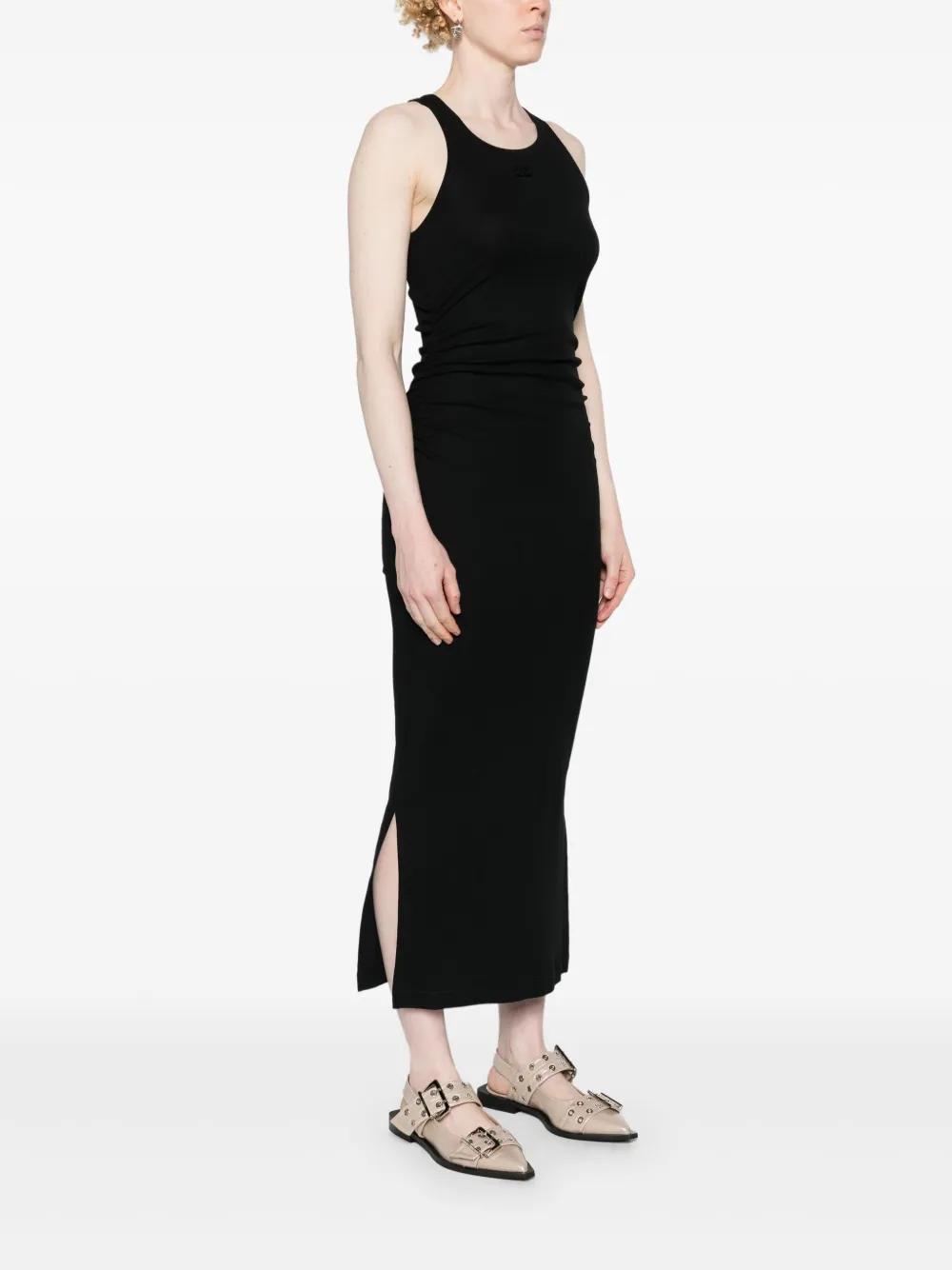 logo-embroidered ruched dress Product Image