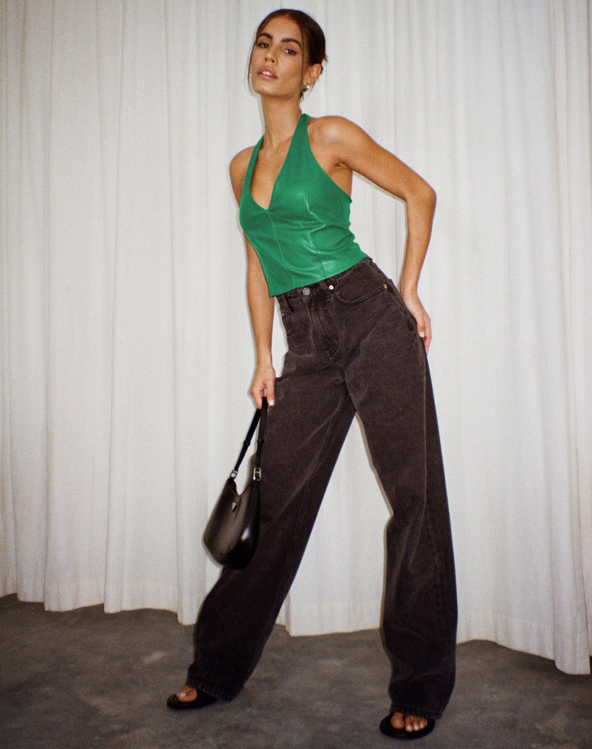 Depla Halterneck Top in Pu Kelly Green Product Image