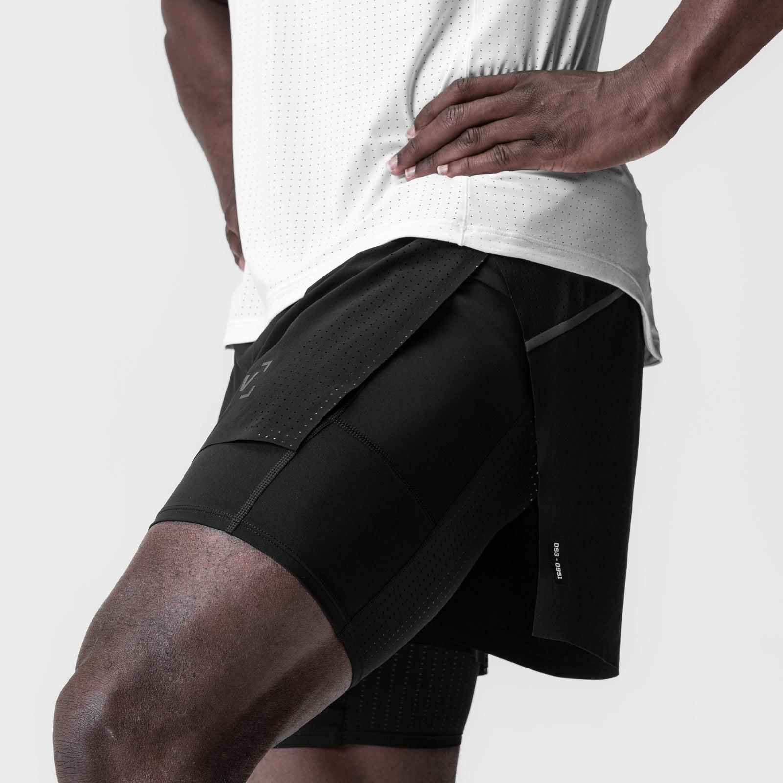 0951. Aerotex™ 4" High Split Liner Short - Black/Black Product Image